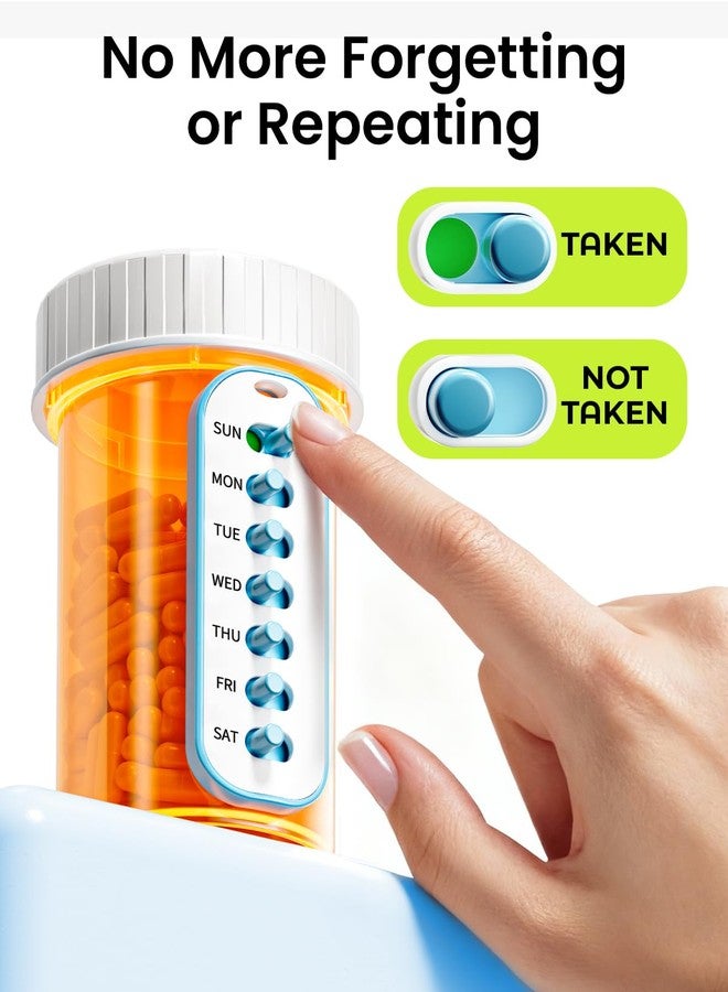 Odaro 2 Pack Pill Reminder, Lanyad or Sticker Pill Tracker, Work with Most Bottles, Reusable Medication Tracker Replacement of Vitamin Weekly (7 Day) Medicine Organizer - Image 5